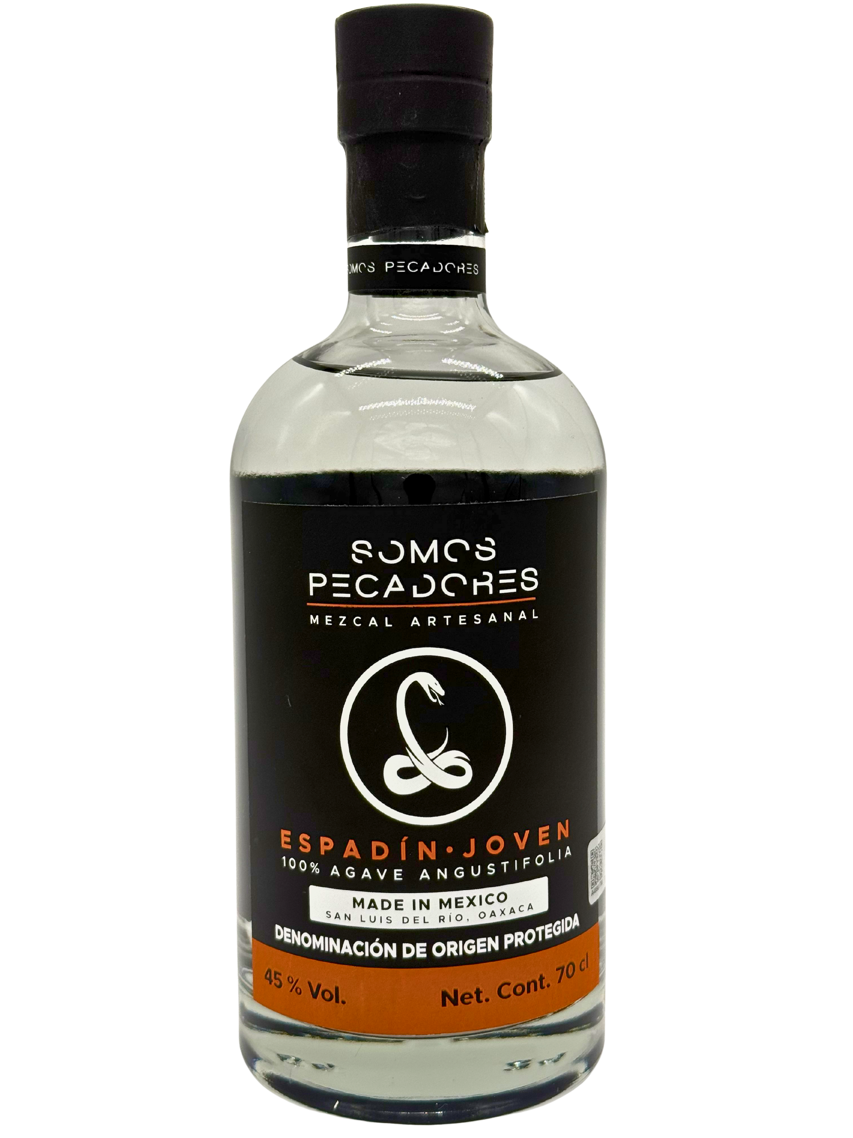 Somos Pecadores Mezcal Artesanal Espadin Joven bottle